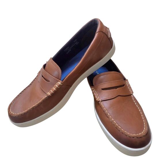 Cole Haan Nantucket Penny Loafers Leather British Tan / Ivory Sz 12 C38626